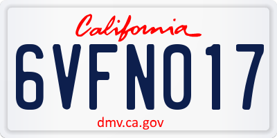 CA license plate 6VFN017