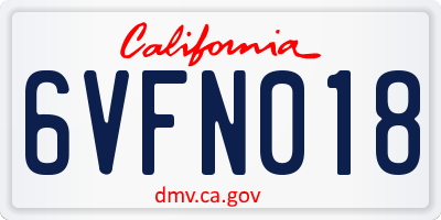 CA license plate 6VFN018