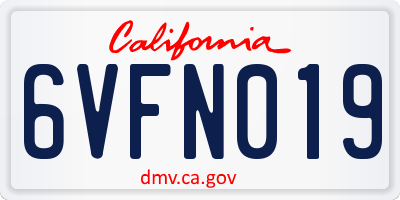 CA license plate 6VFN019