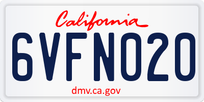 CA license plate 6VFN020