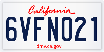 CA license plate 6VFN021
