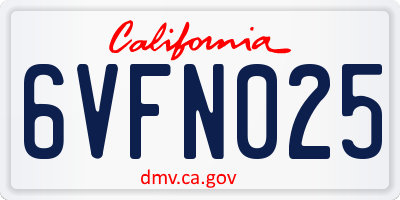 CA license plate 6VFN025