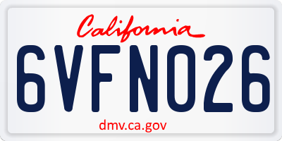 CA license plate 6VFN026