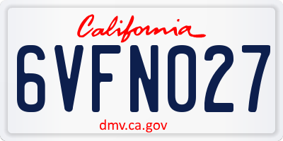 CA license plate 6VFN027