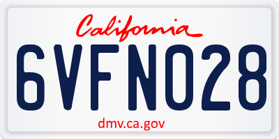 CA license plate 6VFN028