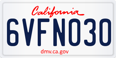 CA license plate 6VFN030