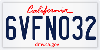 CA license plate 6VFN032