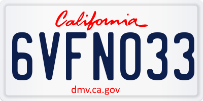 CA license plate 6VFN033