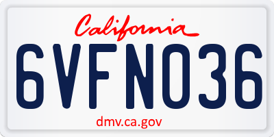 CA license plate 6VFN036