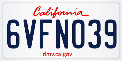 CA license plate 6VFN039