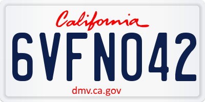 CA license plate 6VFN042
