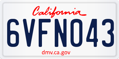 CA license plate 6VFN043