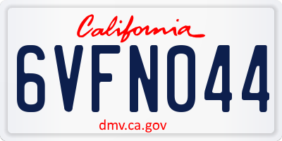 CA license plate 6VFN044