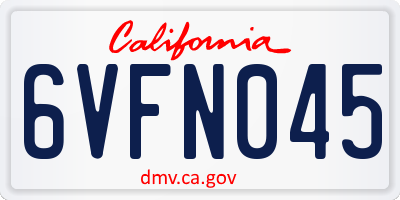 CA license plate 6VFN045