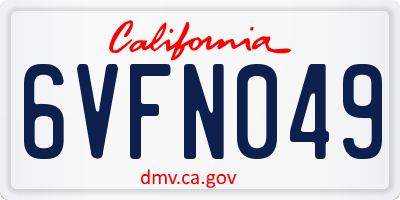 CA license plate 6VFN049