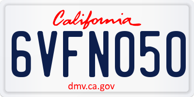 CA license plate 6VFN050