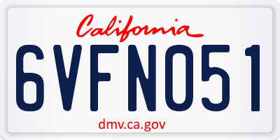 CA license plate 6VFN051