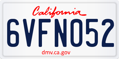 CA license plate 6VFN052
