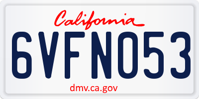 CA license plate 6VFN053