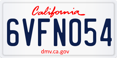 CA license plate 6VFN054