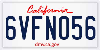 CA license plate 6VFN056