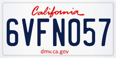 CA license plate 6VFN057