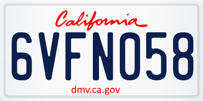 CA license plate 6VFN058