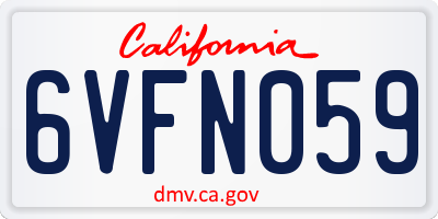 CA license plate 6VFN059