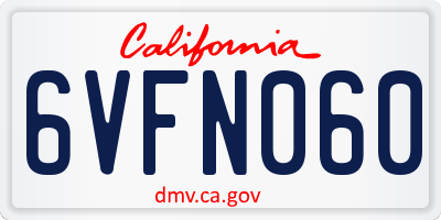 CA license plate 6VFN060