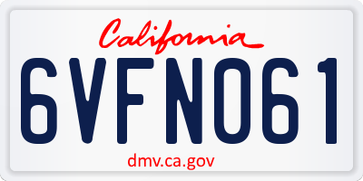 CA license plate 6VFN061