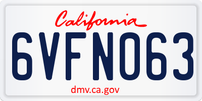 CA license plate 6VFN063