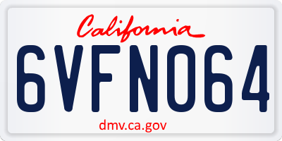 CA license plate 6VFN064
