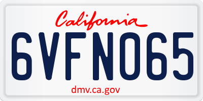 CA license plate 6VFN065