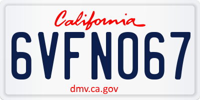 CA license plate 6VFN067