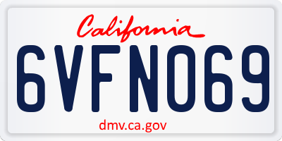 CA license plate 6VFN069