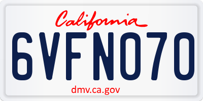 CA license plate 6VFN070