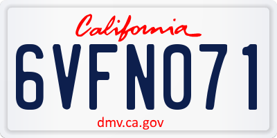 CA license plate 6VFN071