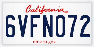 CA license plate 6VFN072