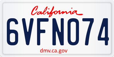 CA license plate 6VFN074