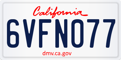 CA license plate 6VFN077