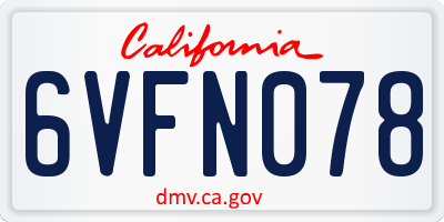 CA license plate 6VFN078