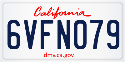 CA license plate 6VFN079
