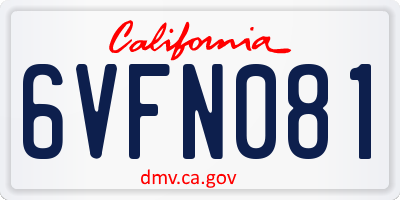 CA license plate 6VFN081