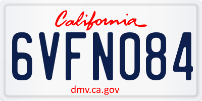 CA license plate 6VFN084