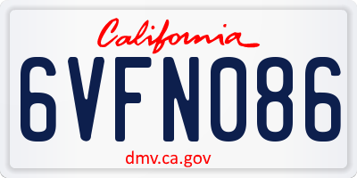 CA license plate 6VFN086