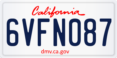 CA license plate 6VFN087