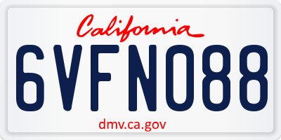 CA license plate 6VFN088