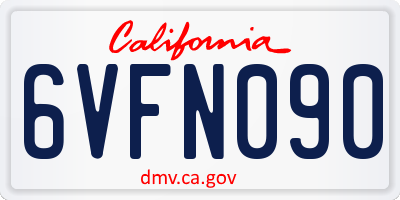 CA license plate 6VFN090