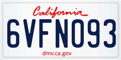 CA license plate 6VFN093