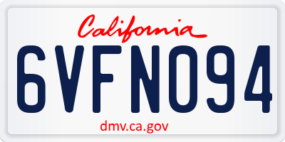 CA license plate 6VFN094